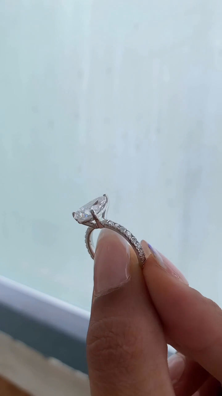 Maeve Pear Diamond Band Moissanite Engagement Ring