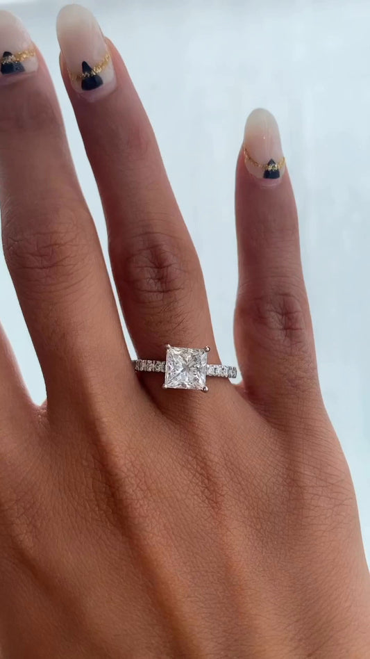 Maeve Princess Diamond Band Moissanite Engagement Ring