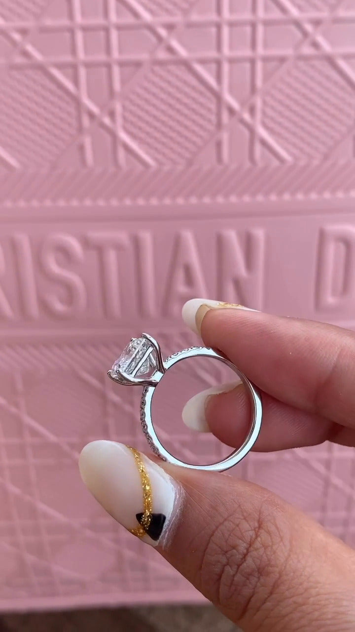 Maeve Princess Diamond Band Moissanite Engagement Ring