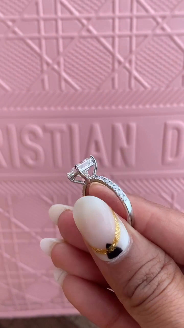 Maeve Princess Diamond Band Moissanite Engagement Ring