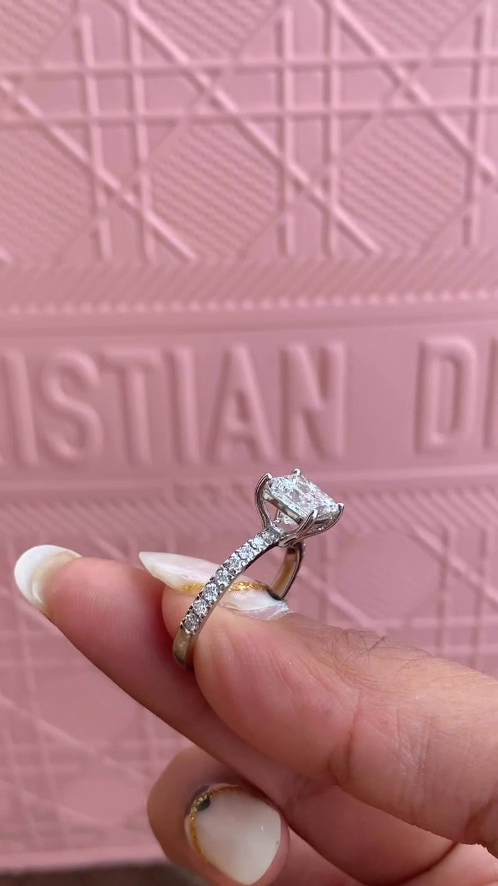 Maeve Princess Diamond Band Moissanite Engagement Ring