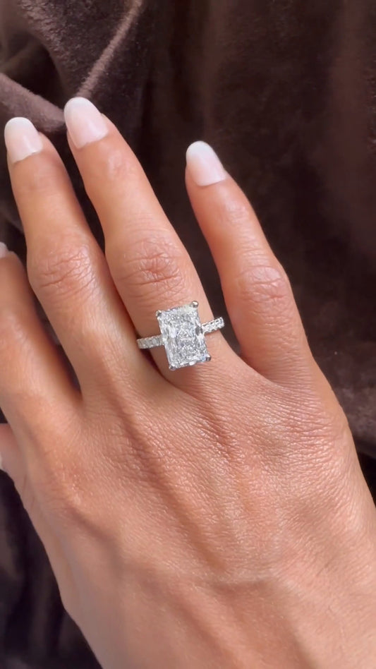 Maeve Radiant Diamond Band Moissanite Engagement Ring