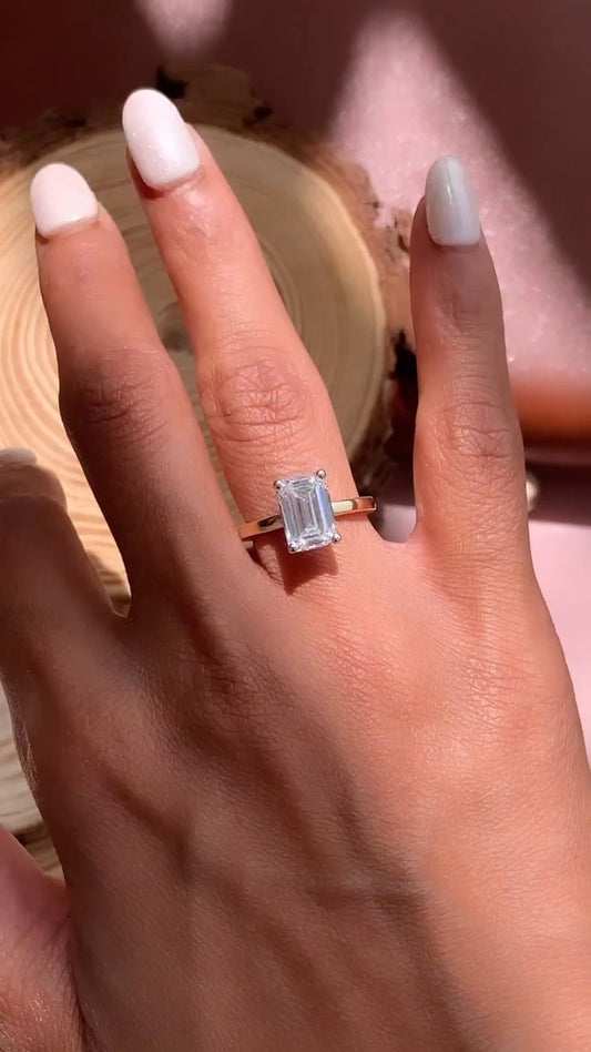 Magalie Emerald Solitaire Moissanite Engagement Ring