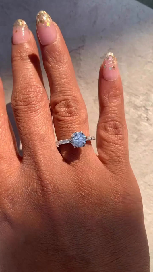 Majid Round Diamond Band Moissanite Engagement Ring