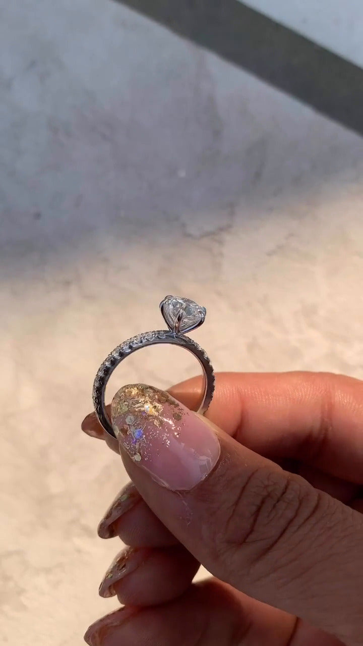 Majid Round Diamond Band Moissanite Engagement Ring