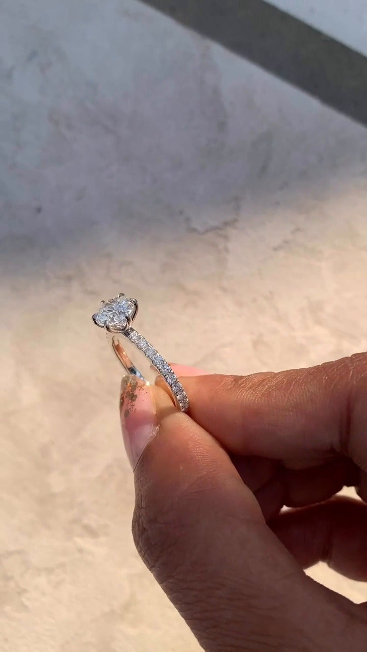 Majid Round Diamond Band Moissanite Engagement Ring