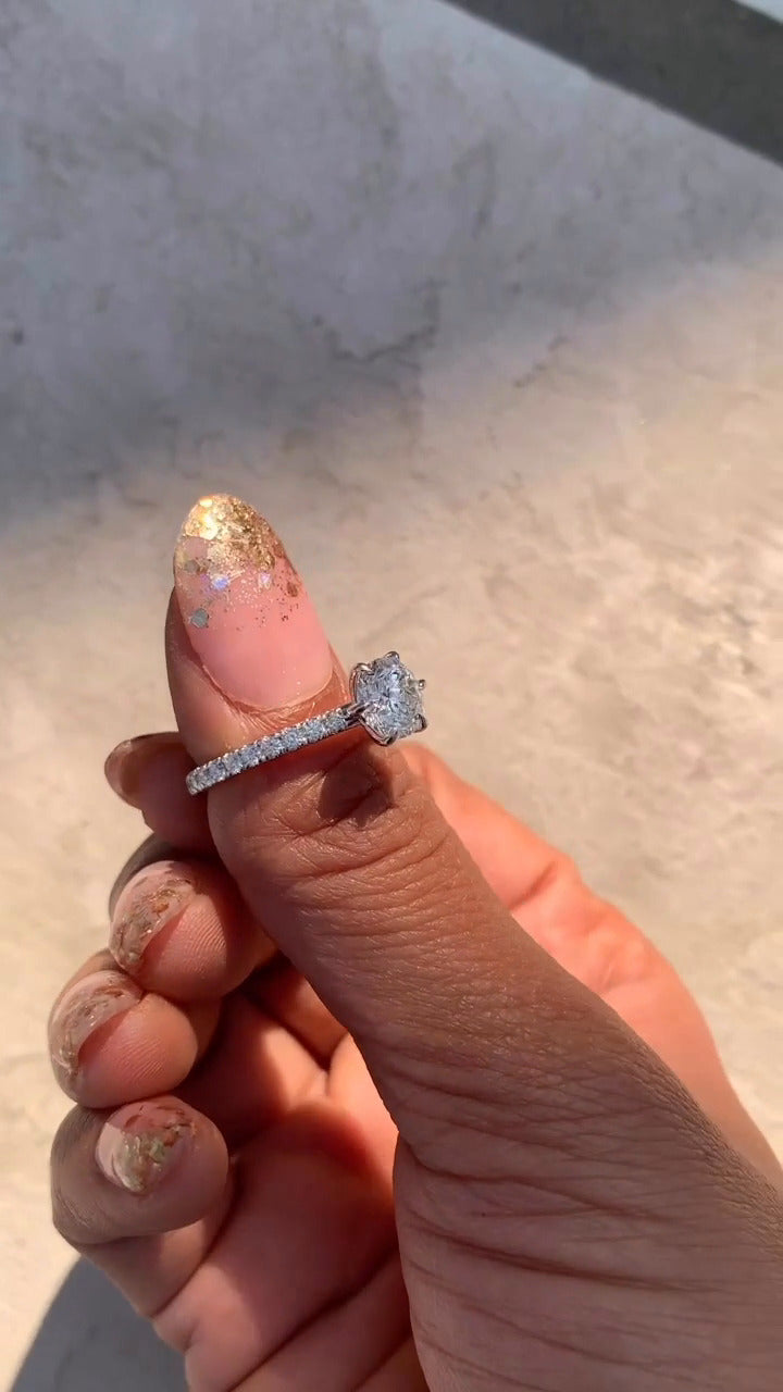 Majid Round Diamond Band Moissanite Engagement Ring