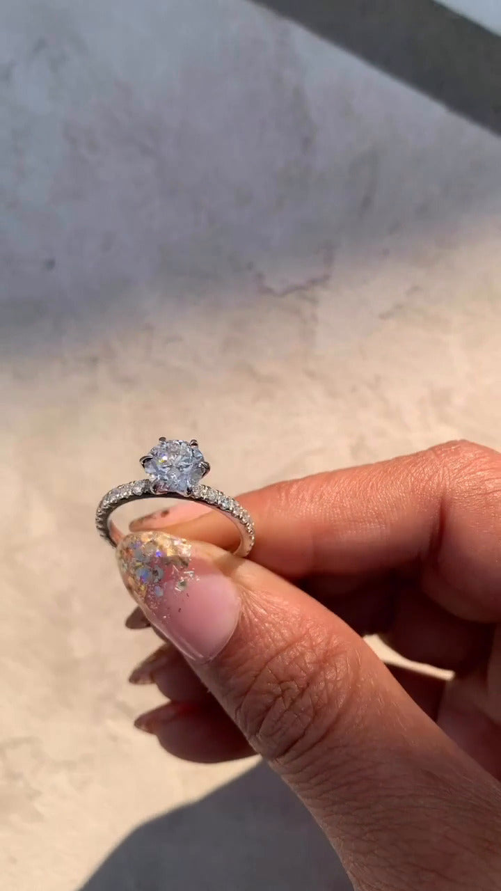 Majid Round Diamond Band Moissanite Engagement Ring