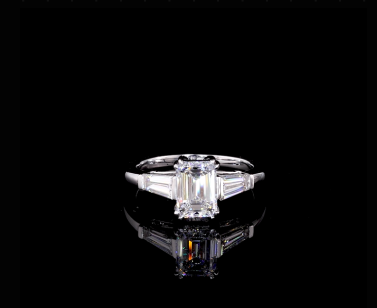 Three Stone Moissanite Engagement Ring