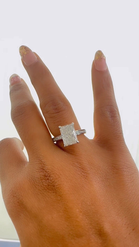 Marigold Radiant Hidden Halo Moissanite Engagement Ring