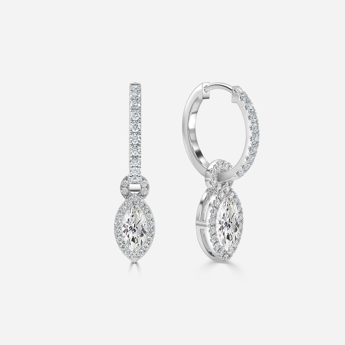 Marquise Moissanite Halo and Drops Earring