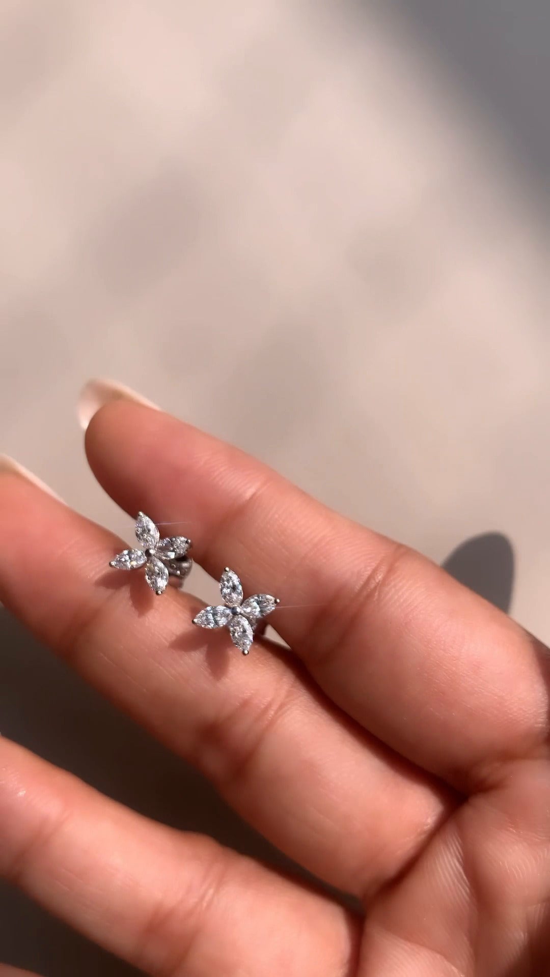 Marquise Moissanite Floral Leaf Cluster Stud Earrings