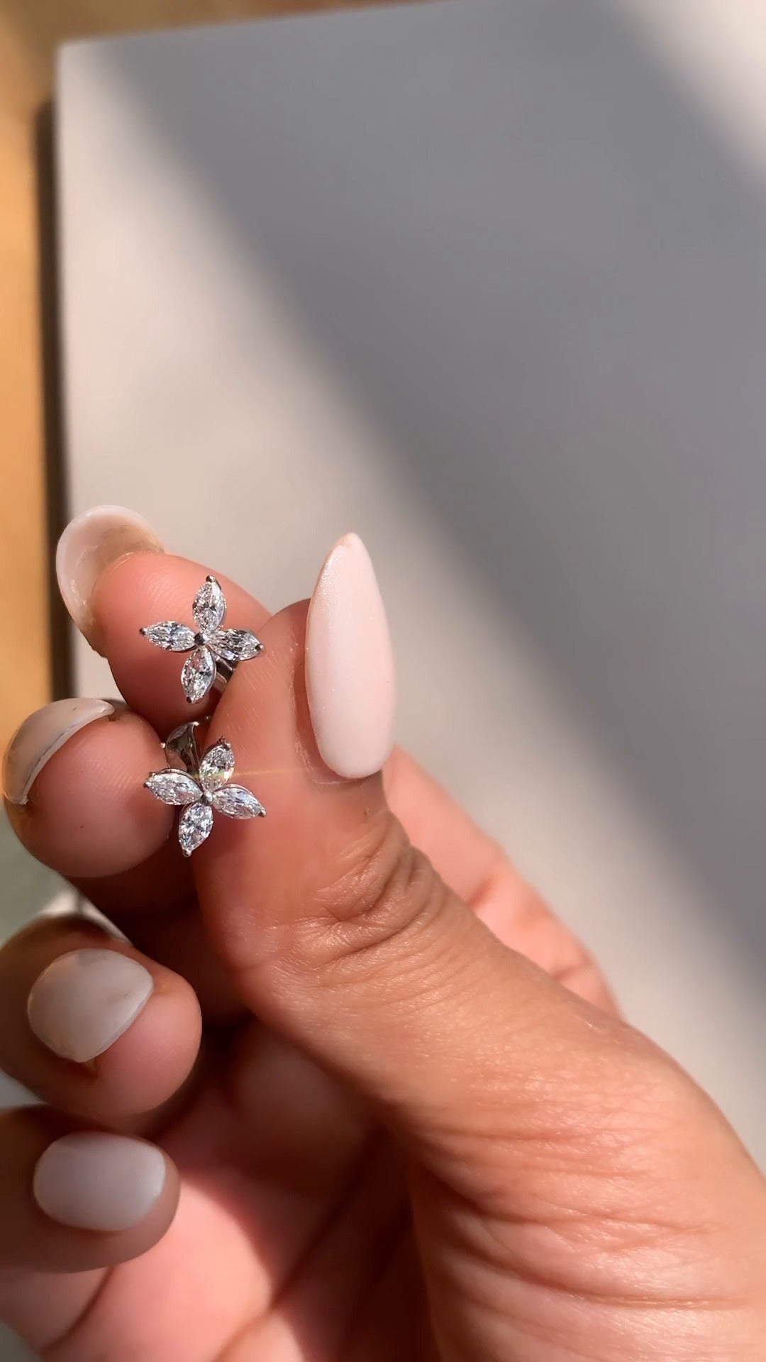 Marquise Moissanite Floral Leaf Cluster Stud Earrings