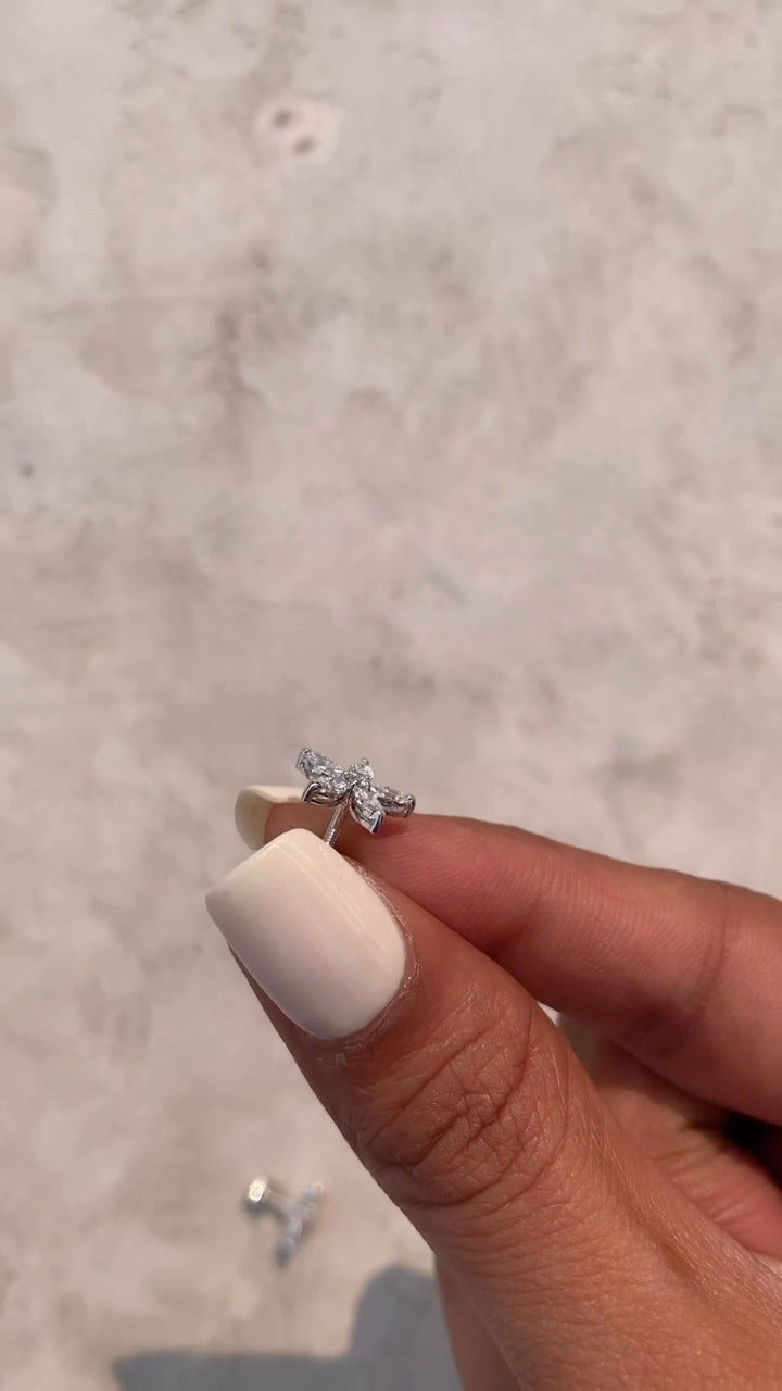 Marquise Moissanite Flower Cluster Stud Earrings