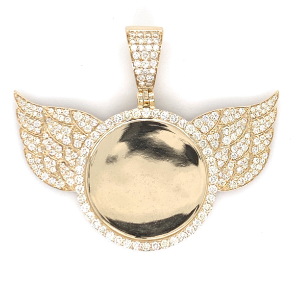 2.00 CT Moissanite Iced Out Angel Wings Memory Pendant