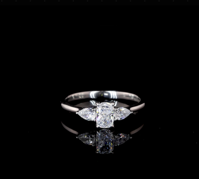 Three Stone Moissanite Engagement Ring