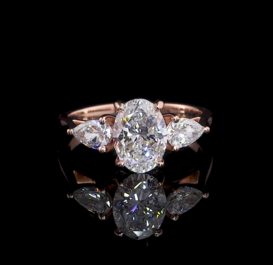 Three Stone Moissanite Engagement Ring