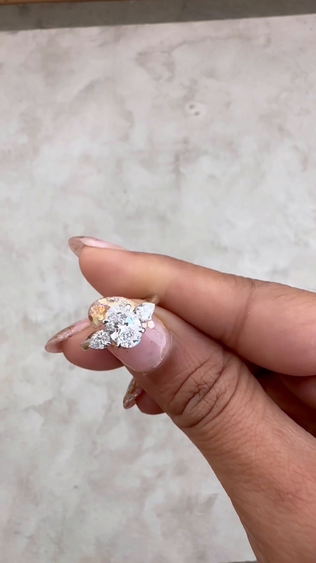 Mirabella Oval Three Stone Moissanite Engagement Ring