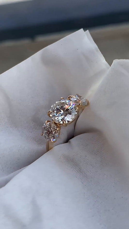 Saskia Round Three Stone Moissanite Engagement Ring