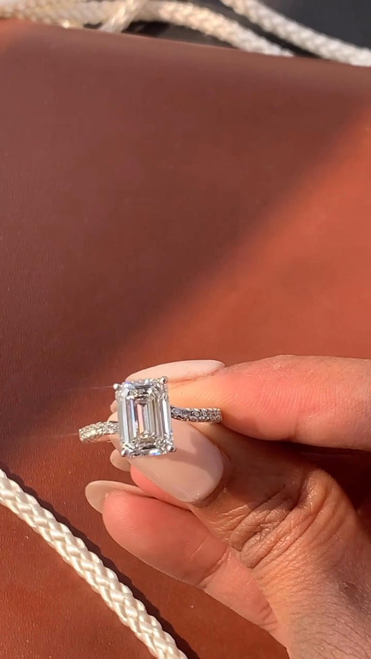 Paloma Emerald Diamond Band  Moissanite Engagement Ring