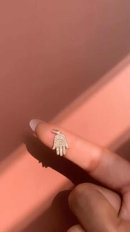 Moissanite Hamsa Hand Pendant