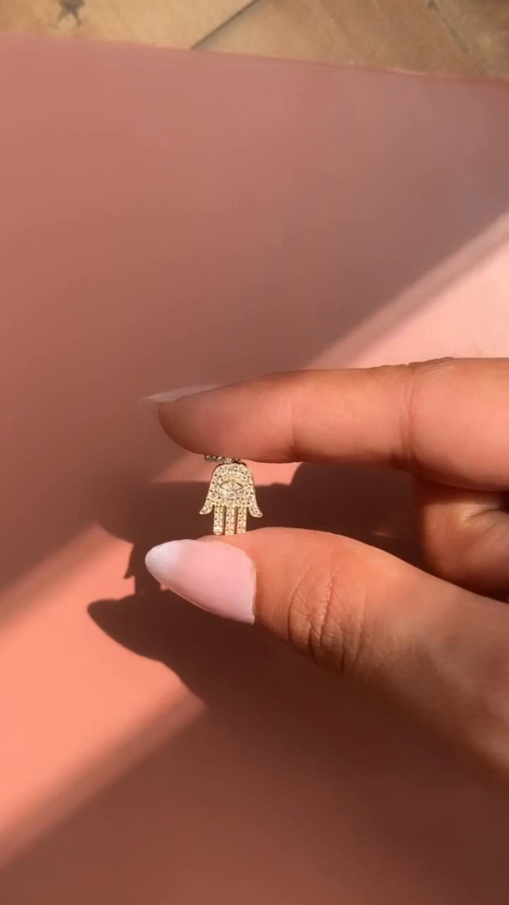 Moissanite Hamsa Hand Pendant