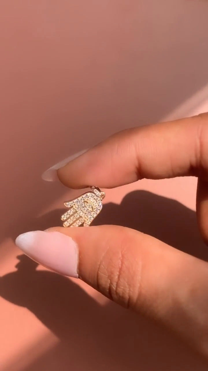 Moissanite Hamsa Hand Pendant