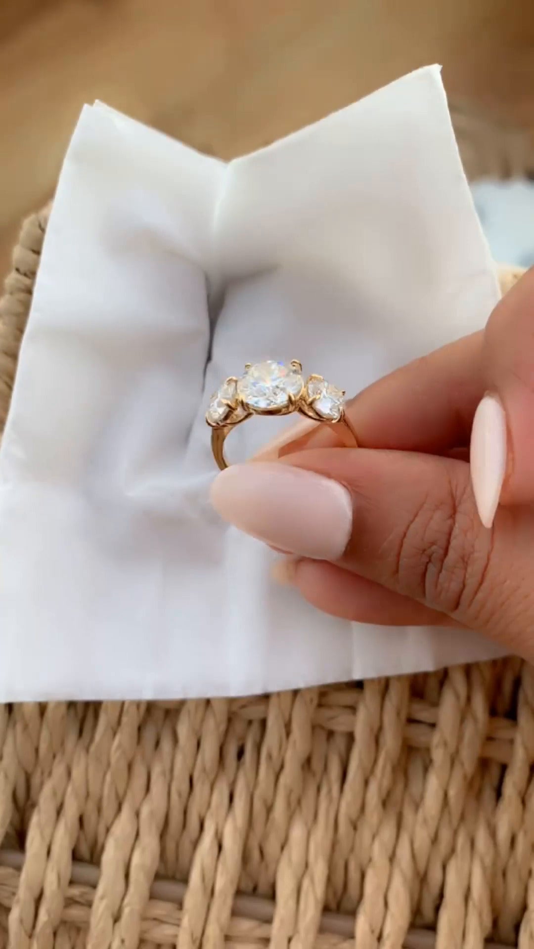 Saskia Round Three Stone Moissanite Engagement Ring