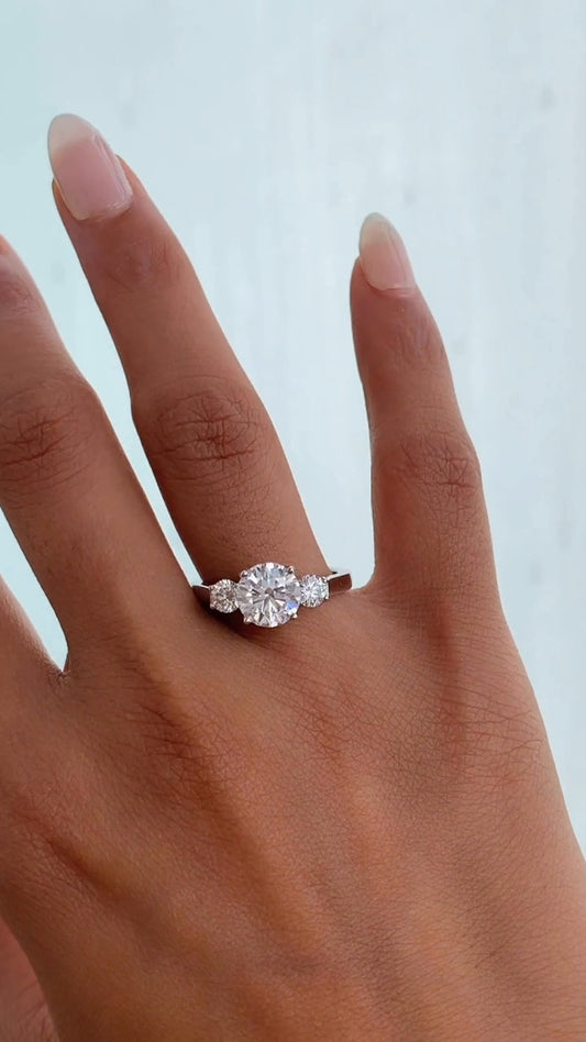 Myra Round Three Stone Moissanite Engagement Ring