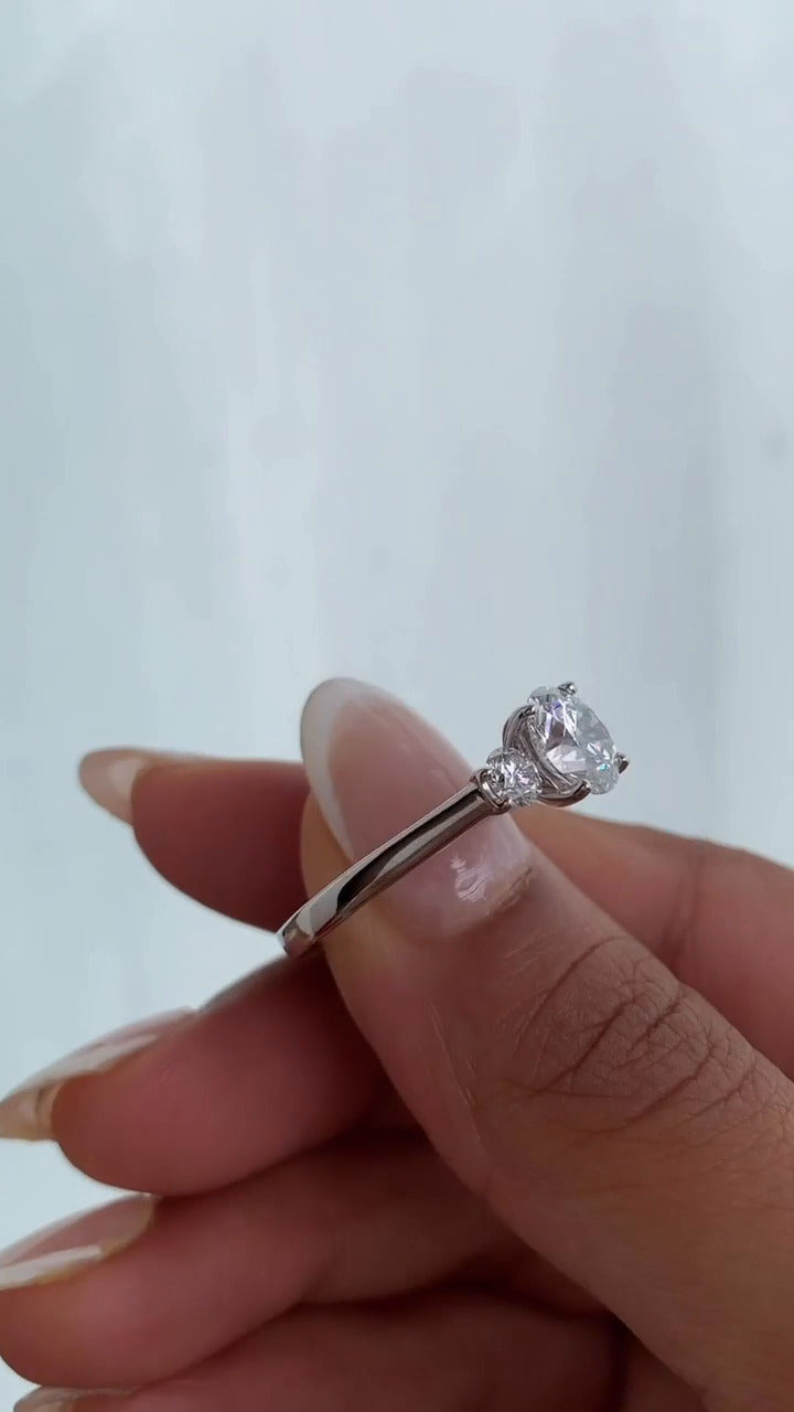 Myra Round Three Stone Moissanite Engagement Ring