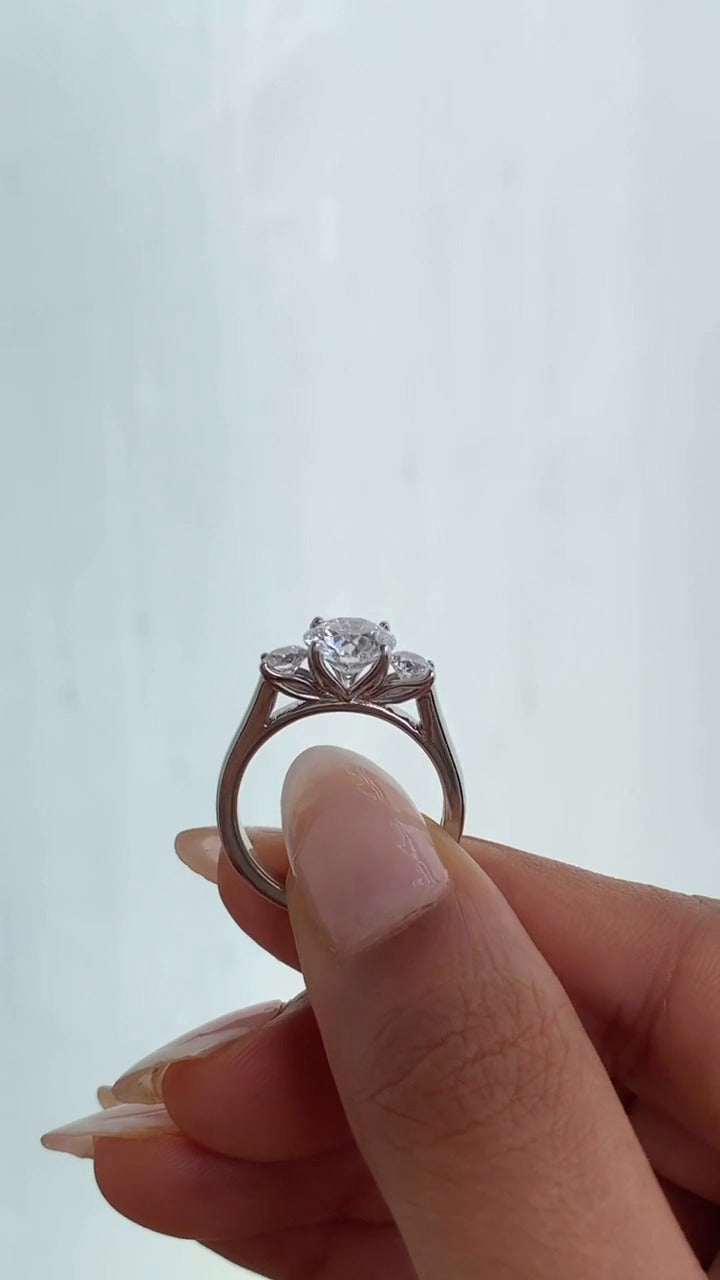 Myra Round Three Stone Moissanite Engagement Ring