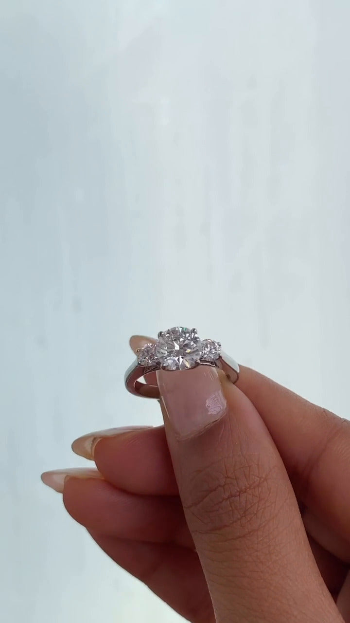 Myra Round Three Stone Moissanite Engagement Ring