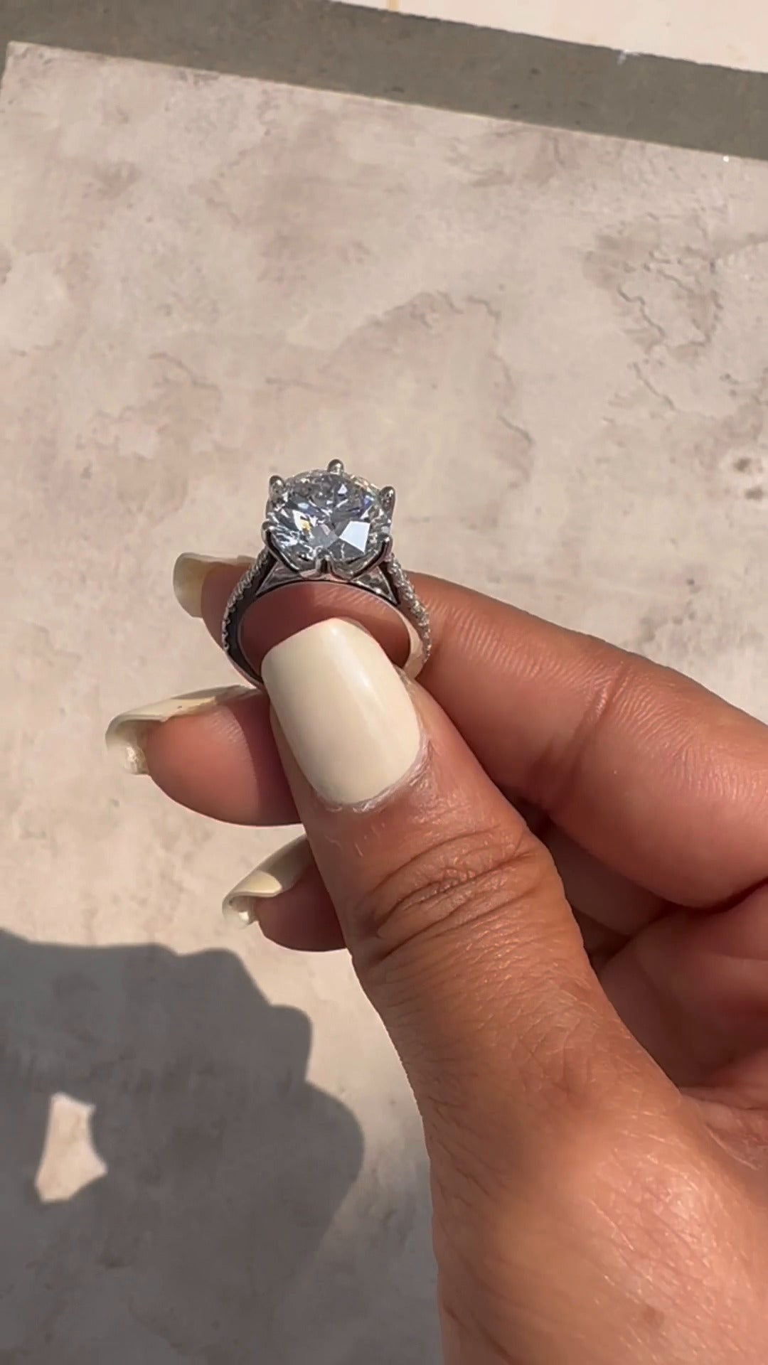Nerissa Round Diamond Band Moissanite Engagement Ring