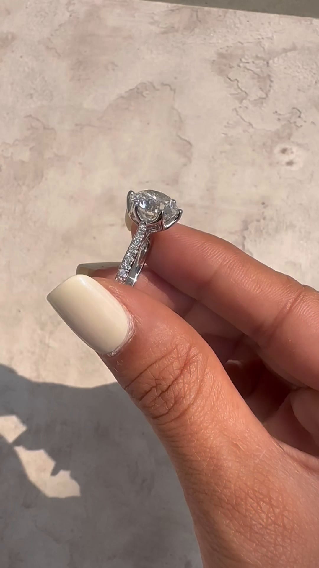 Nerissa Round Diamond Band Moissanite Engagement Ring