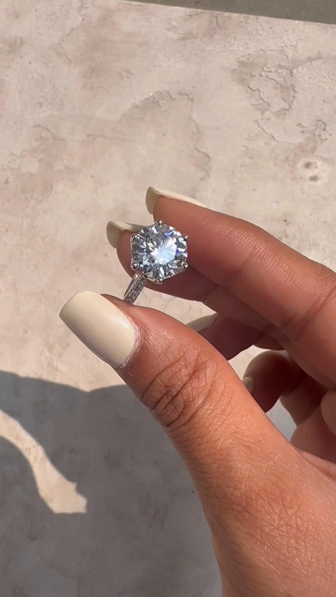Nerissa Round Diamond Band Moissanite Engagement Ring