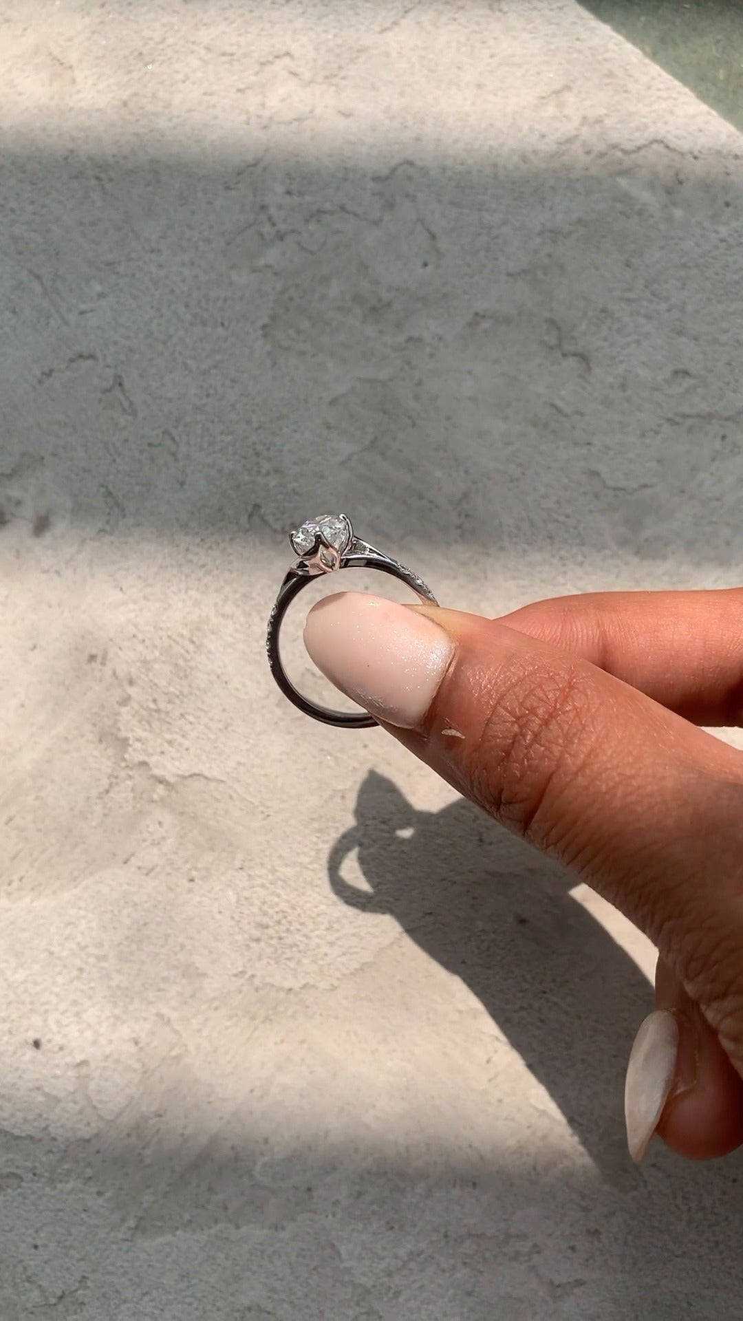 Netto Oval Diamond Band Moissanite Engagement Ring