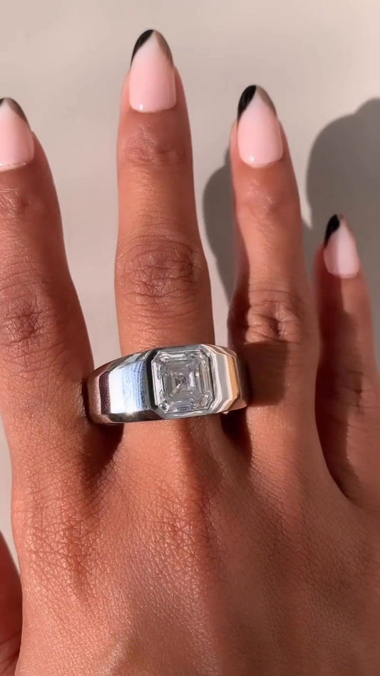 Noemi Asscher Bezel Moissanite Engagement Ring
