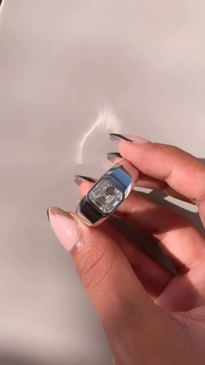 Noemi Asscher Bezel Moissanite Engagement Ring