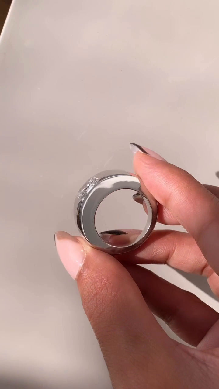 Noemi Asscher Bezel Moissanite Engagement Ring
