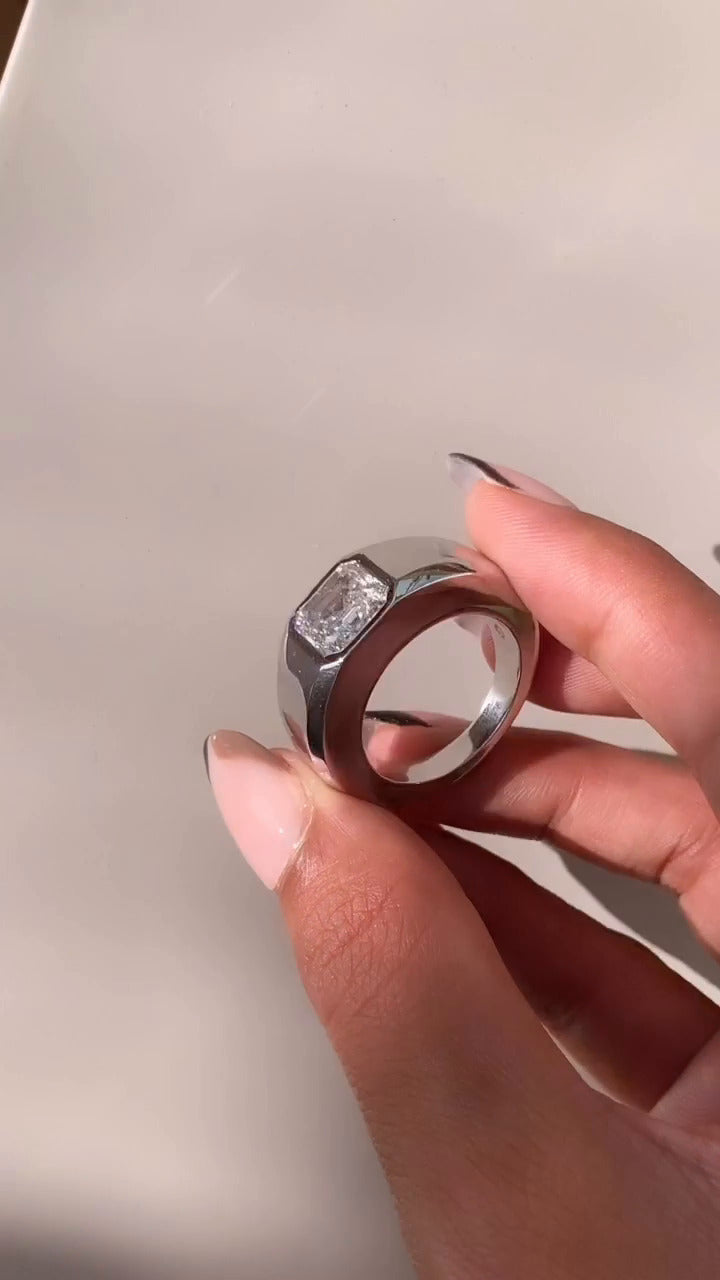 Noemi Asscher Bezel Moissanite Engagement Ring