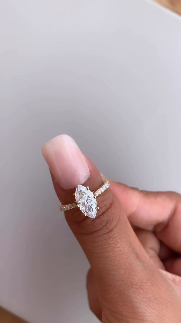 Odessa Marquise Diamond Band Moissanite Engagement Ring