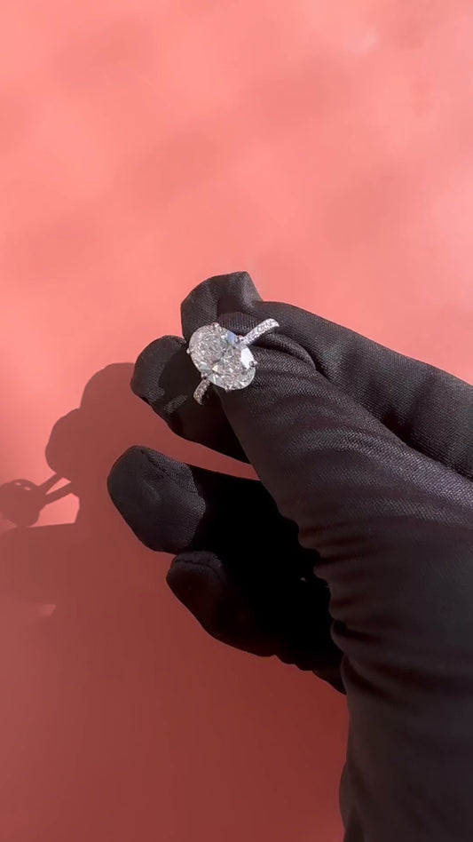 Odessa Oval Diamond Band Moissanite Engagement Ring