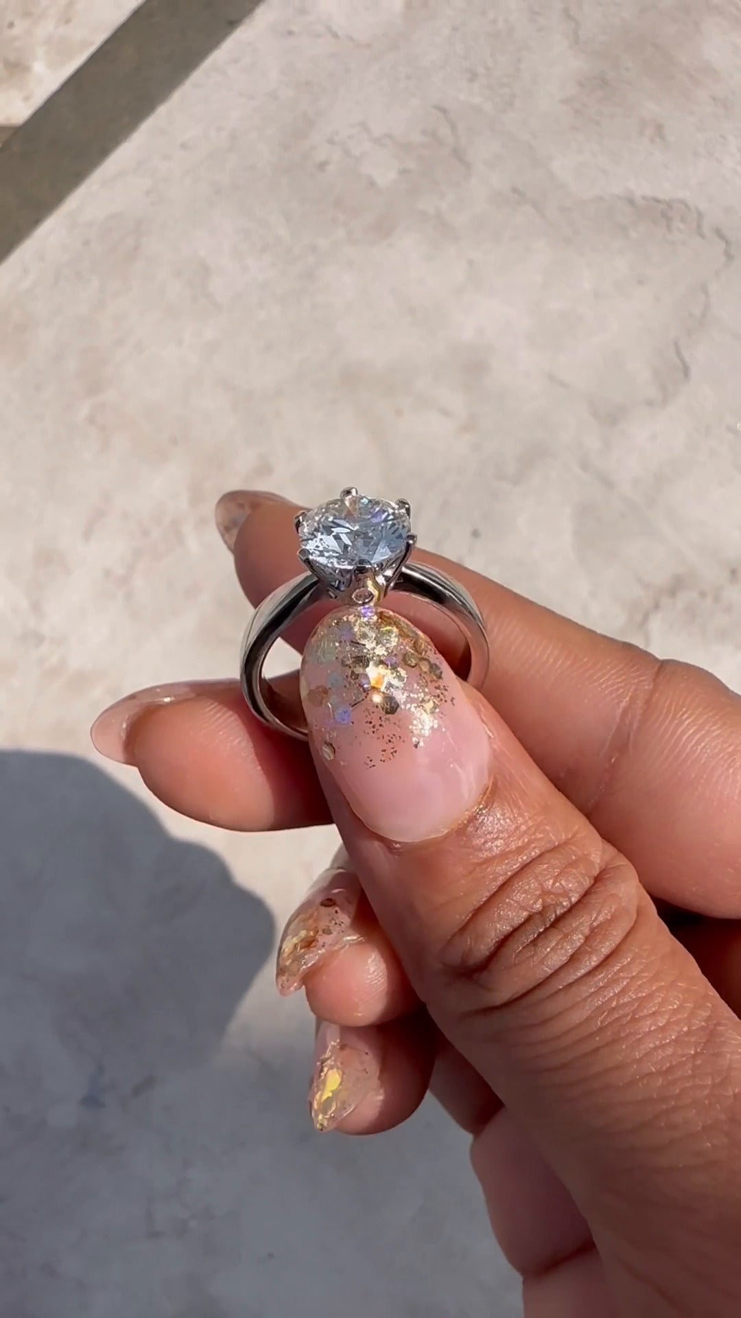 Olivine Round Solitaire Moissanite Engagement Ring