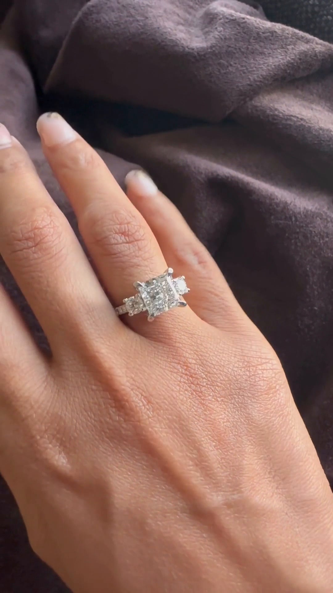 Oriana Princess Three Stone Moissanite Engagement Ring