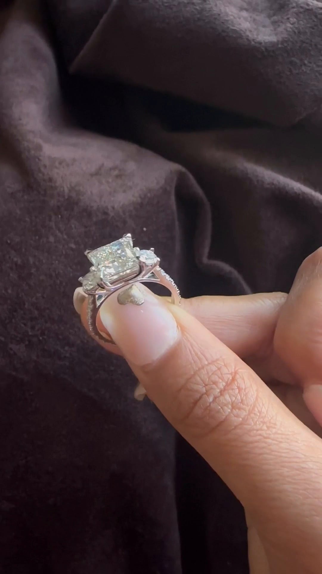 Oriana Princess Three Stone Moissanite Engagement Ring