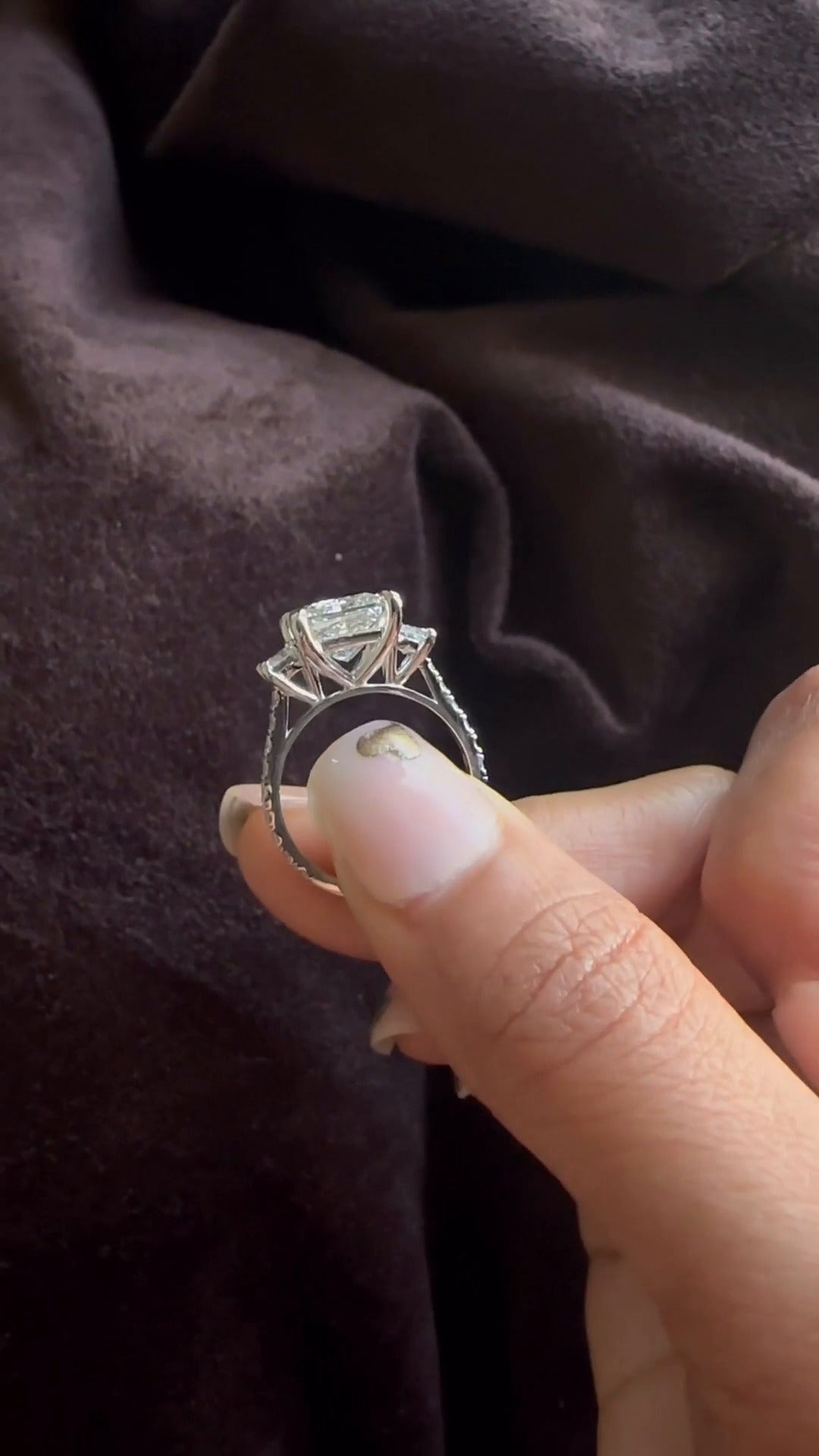 Oriana Princess Three Stone Moissanite Engagement Ring