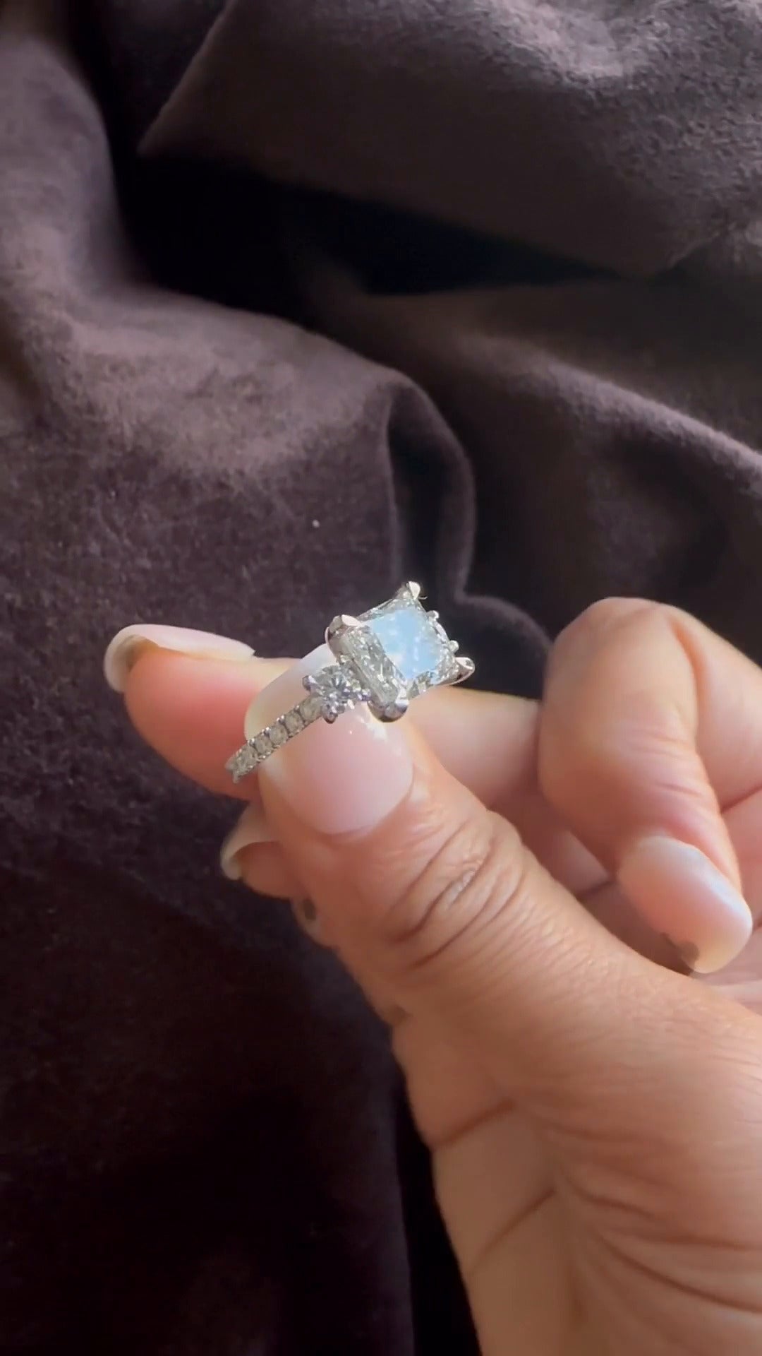 Oriana Princess Three Stone Moissanite Engagement Ring