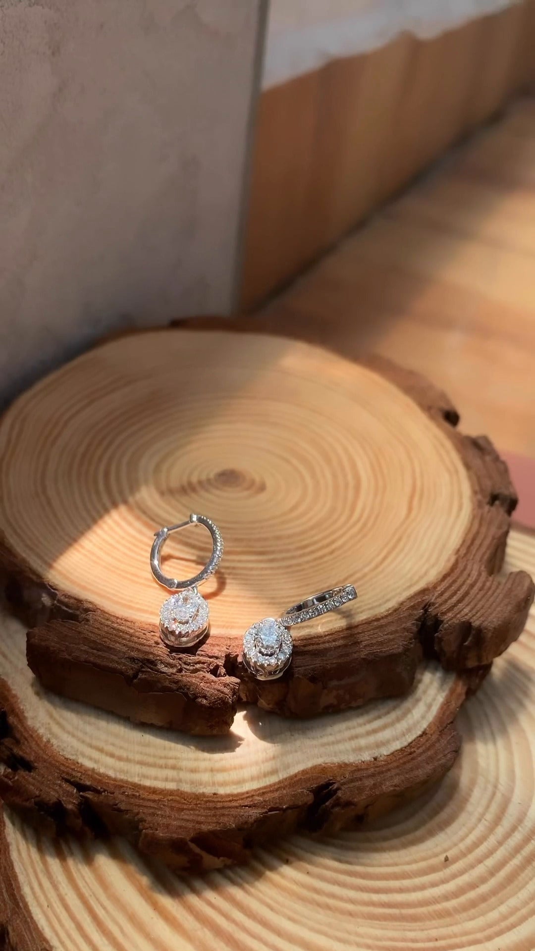 Oval Moissanite Halo Drop Earrings
