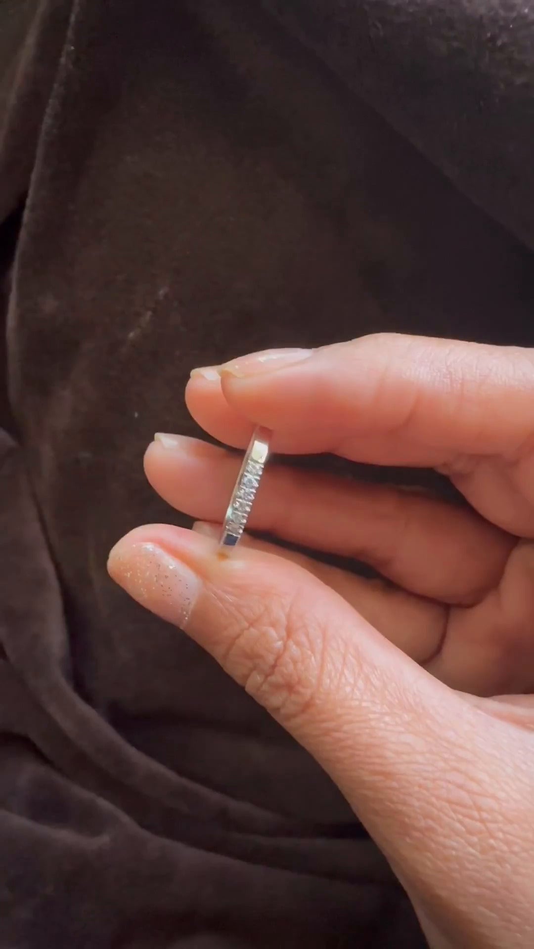 Pave Set Round Moissanite Wedding Ring