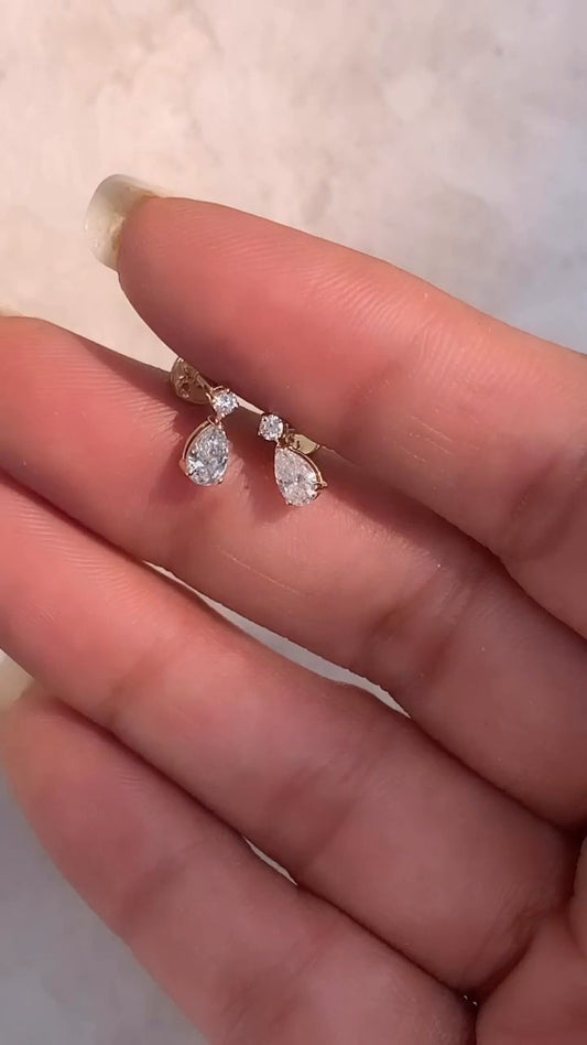 Pear Moissanite Drops Earrings